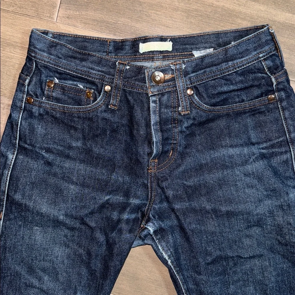 The Unbranded Brand Selvedge Raw Hem Denim Jeans Dark Wash Blue SZ 28